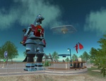 This is a giant version of my Rex avatar. It is about ten meters tall and uses Kage's animation override.